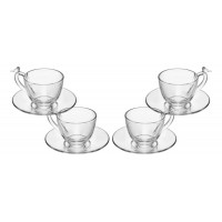 Conjunto 4 Xícaras De Chá De Cristal C/ Pires Bird 180ml - Wolff